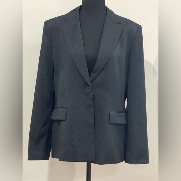 Alfani 12 Black Textured Blazer‎ w Stretch &Shoulder Pads 724 - Picture 1 of 8